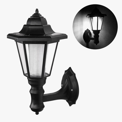 Retro solcellsdriven vägglampa IP65 med hexagonal design för trädgård och fasad