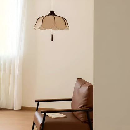 Japansk wabi-sabi taklampa i tyg och metall med justerbar höjd för sovrum matsal vardagsrum