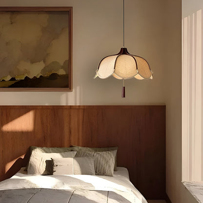 Japansk wabi-sabi taklampa i tyg och metall med justerbar höjd för sovrum matsal vardagsrum