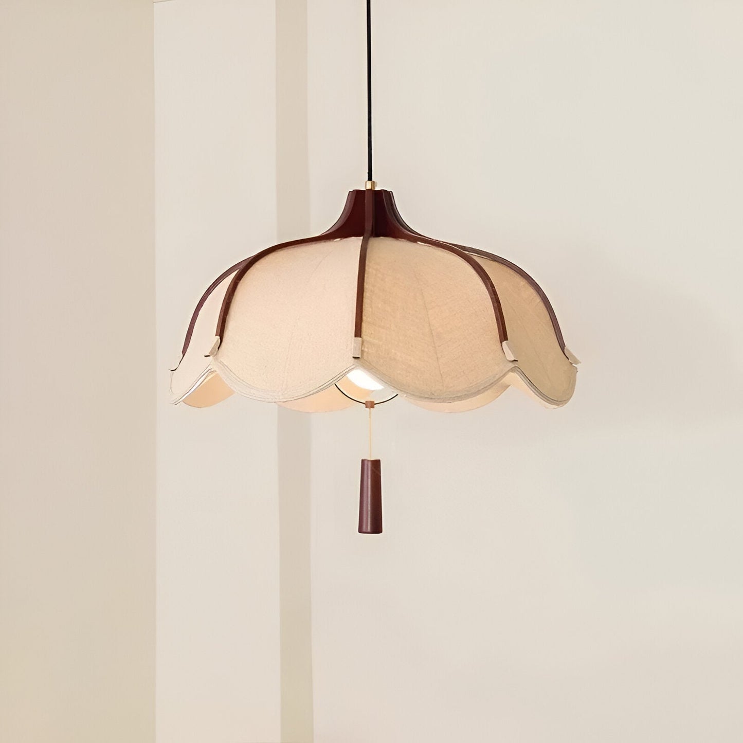 Japansk wabi-sabi taklampa i tyg och metall med justerbar höjd för sovrum matsal vardagsrum