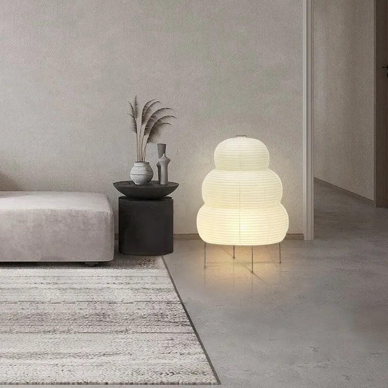 Japansk golvlampa i rispapper med konstnärlig design för vardagsrum sovrum