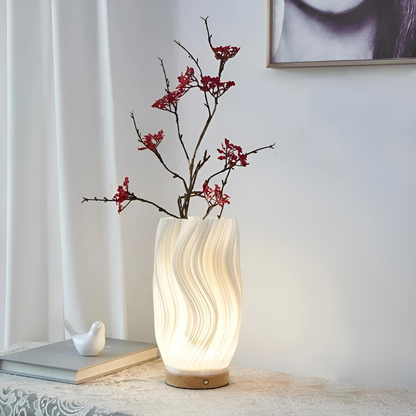 French cream veckad bordslampa med modern design och justerbart LED-ljus