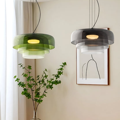 Nordisk färgad glaspendel med LED för matsal vardagsrum och bar