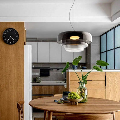 Nordisk färgad glaspendel med LED för matsal vardagsrum och bar
