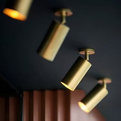 Takspotlight i mässing med LED och justerbara huvuden för flexibel belysning
