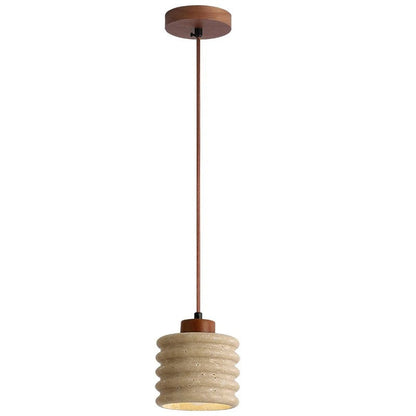 Takpendel i travertin och trä med dimbar LED för kök och matsal
