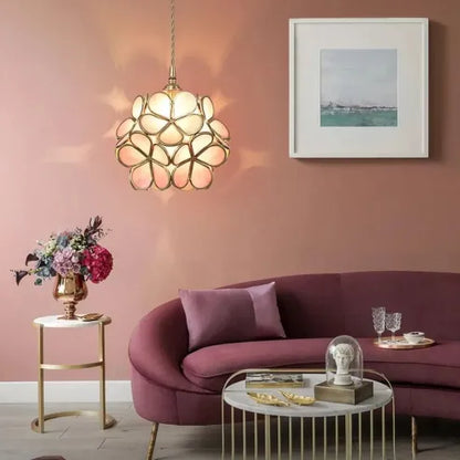 Handgjord glaspendel i blomdesign med mässingsdetaljer för kök sovrum hall