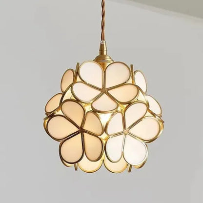 Handgjord glaspendel i blomdesign med mässingsdetaljer för kök sovrum hall