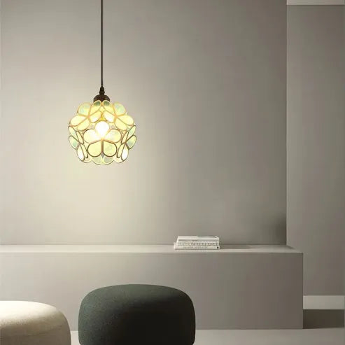 Handgjord glaspendel i blomdesign med mässingsdetaljer för kök sovrum hall