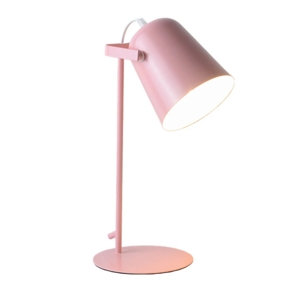 Färgglad bordslampa med justerbar skärm och modern design