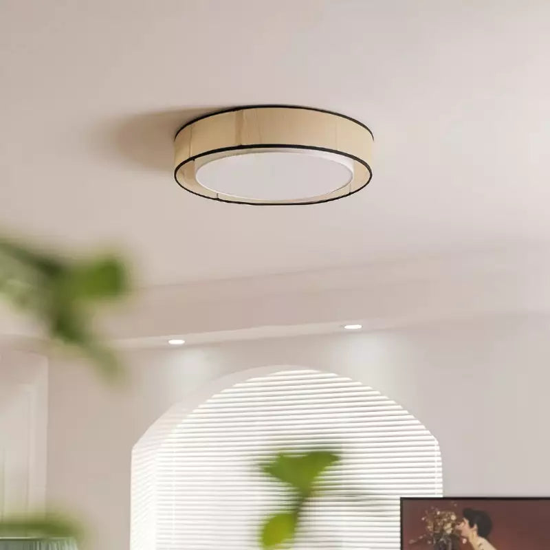 Modern Rund Taklampa med Vävd Lampskärm – Elegant LED Plafond för Inomhusbelysning