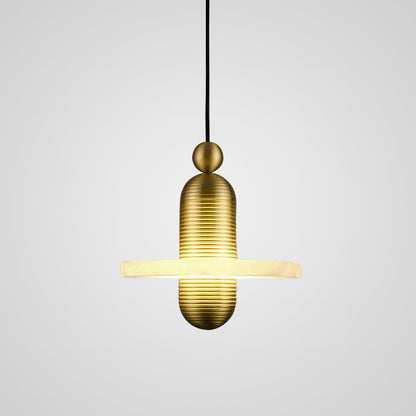 Modern alabaster taklampa i järn och marmorimitation med justerbar höjd