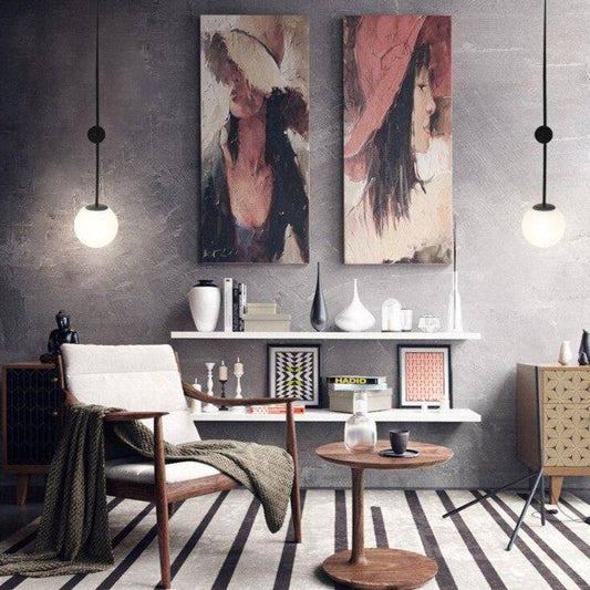 Modern vägglampa i metall med frostat glas för sovrum, vardagsrum och hall