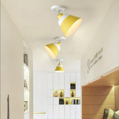 Taklampa i metall med nordisk design och färgad lampskärm