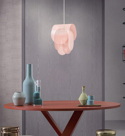 Modern perforerad metallpendel i rosa för kök matsal vardagsrum och sovrum