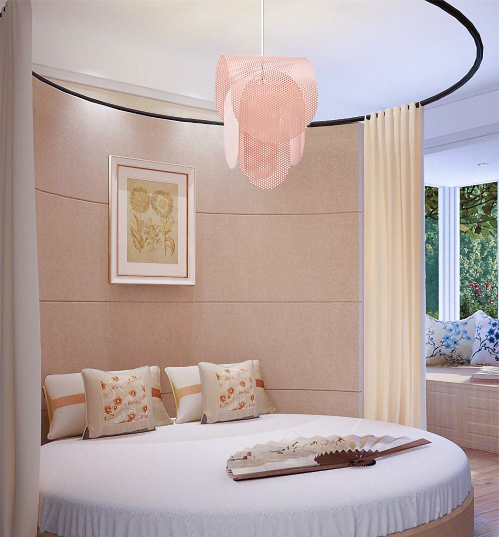 Modern perforerad metallpendel i rosa för kök matsal vardagsrum och sovrum