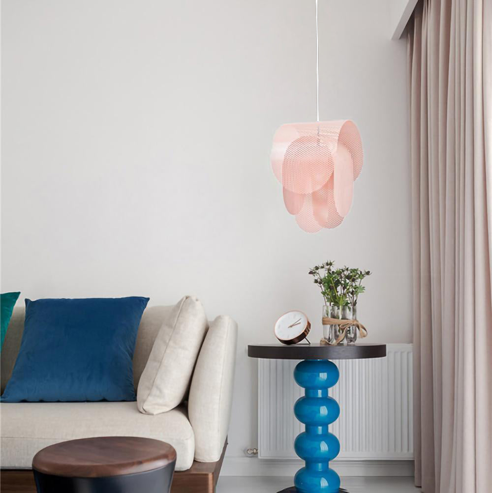 Modern perforerad metallpendel i rosa för kök matsal vardagsrum och sovrum