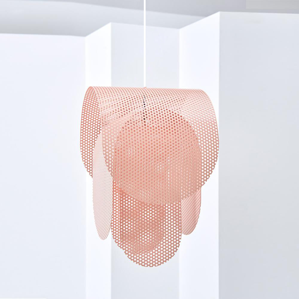 Modern perforerad metallpendel i rosa för kök matsal vardagsrum och sovrum