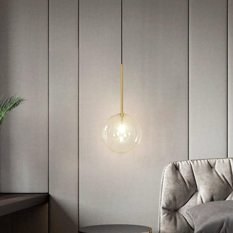 Modern glasboll pendellampa LED taklampa för matsal sovrum kök