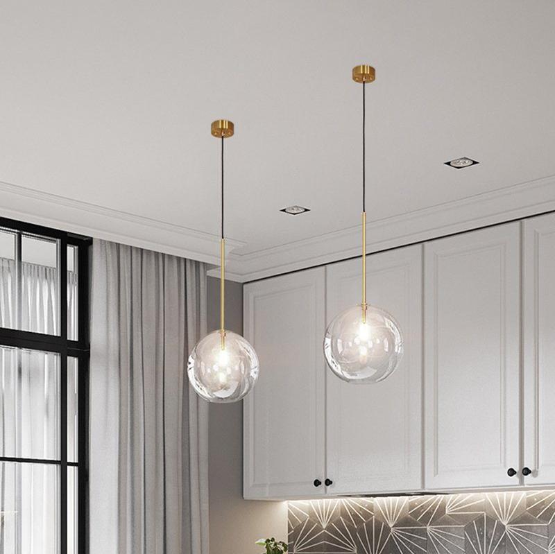 Modern glasboll pendellampa LED taklampa för matsal sovrum kök