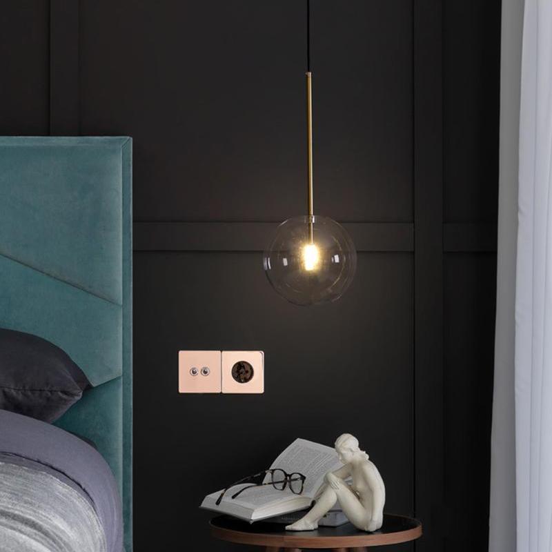 Modern glasboll pendellampa LED taklampa för matsal sovrum kök