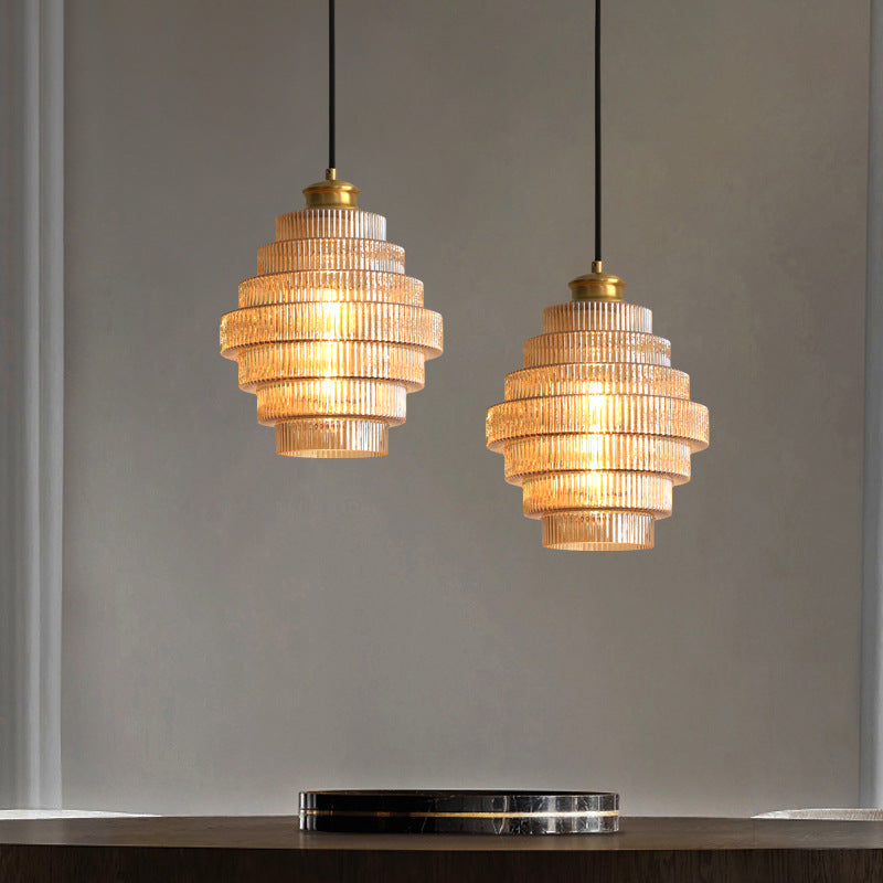 Flaskformad glas pendellampa med vintage design för kök matsal och vardagsrum