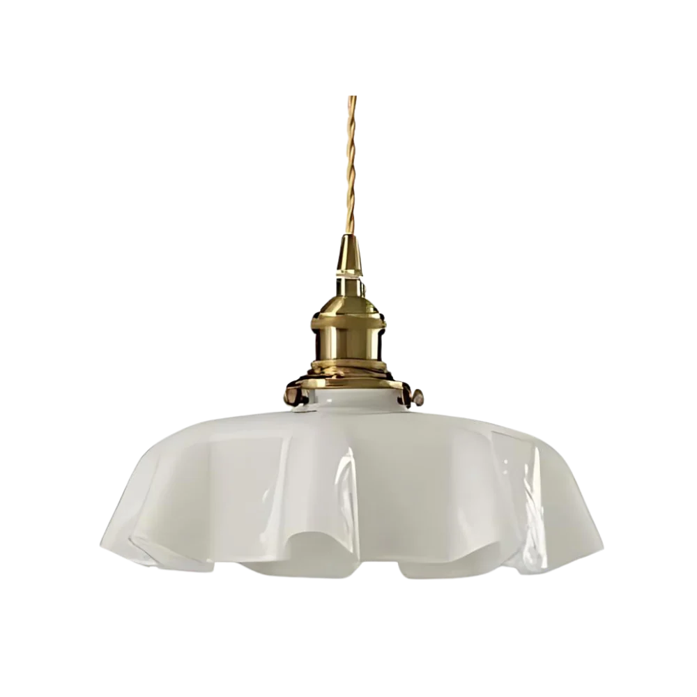 Retro pendellampa i glas och mässing med klassisk design för kök och matsal
