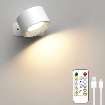Uppladdningsbar LED vägglampa med fjärrkontroll dimbart ljus och 3 färglägen