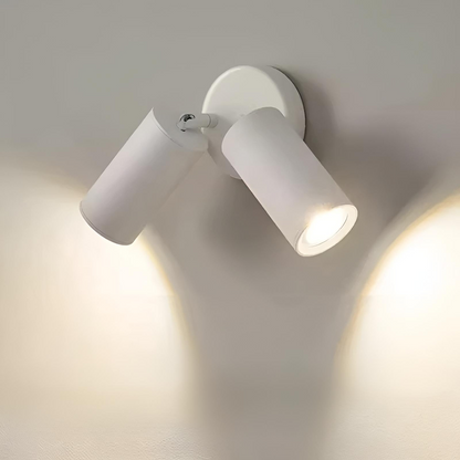 Roterbar LED väggspot i aluminium med 1 eller 2 huvuden för sovrum kök läsbelysning