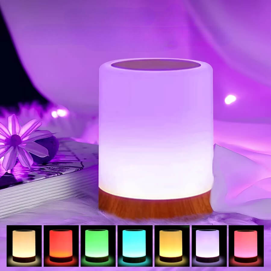 Modern RGB touchlampa med justerbar ljusstyrka och färgval för sovrum vardagsrum och kontor